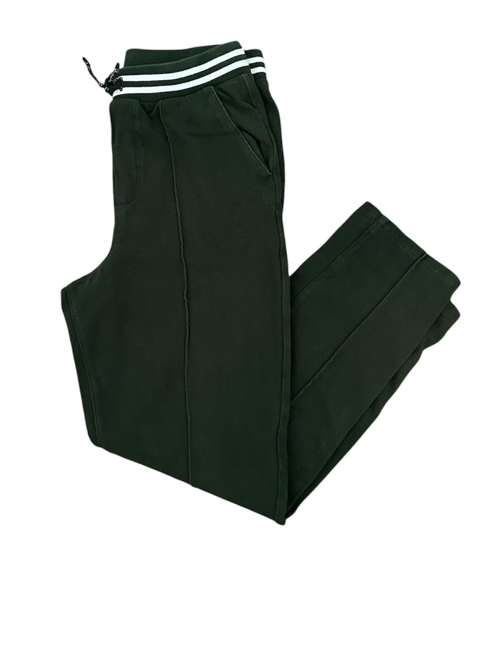 Janie and Jack Pique Pintuck Dark Green Joggers w/Striped Waistband 14